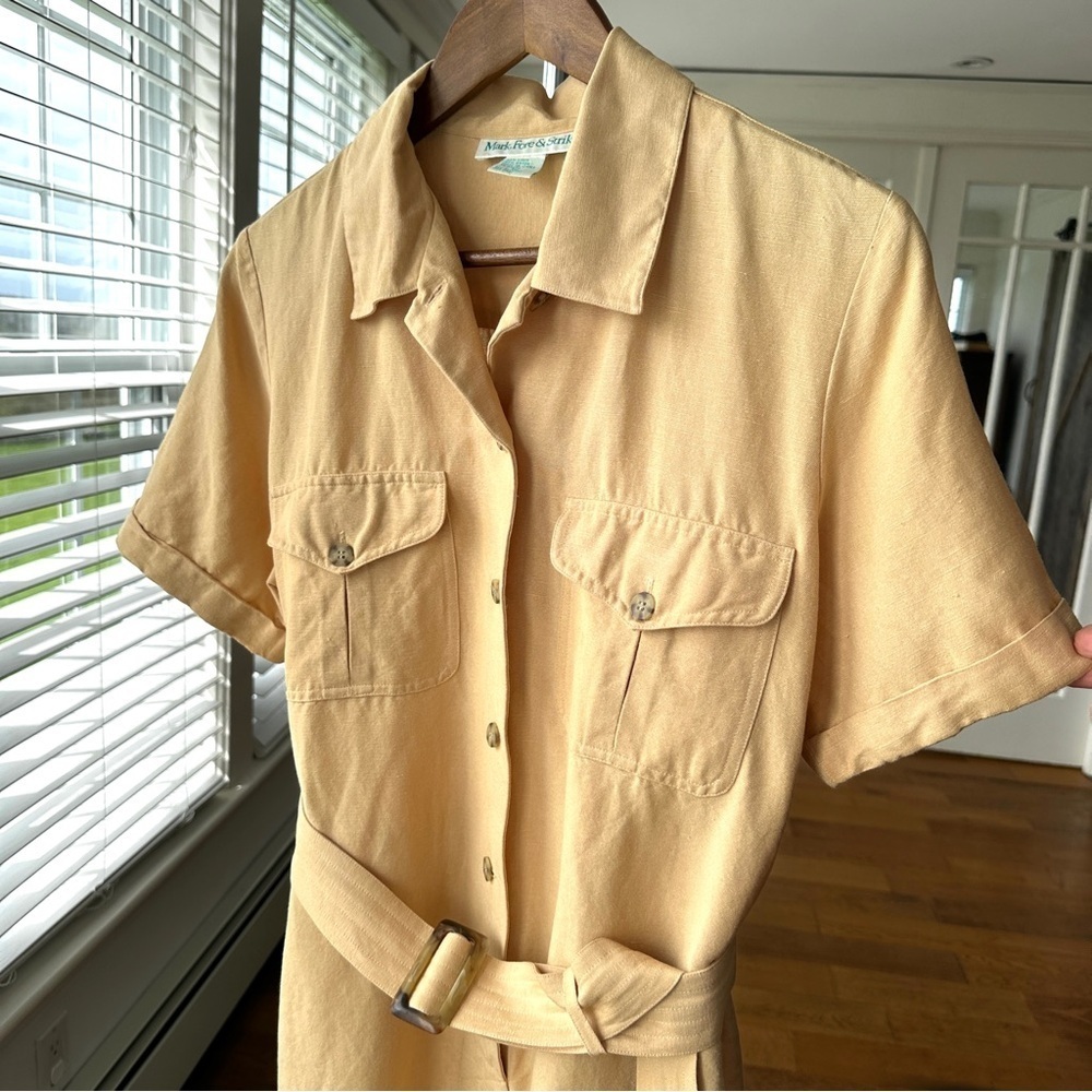 Mark, Fore & Strike Shirt Dress with Belt, midi length, 💯 linen